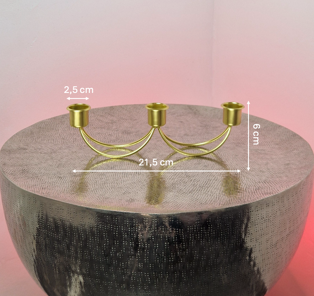 Candélabre Triple en Métal Doré