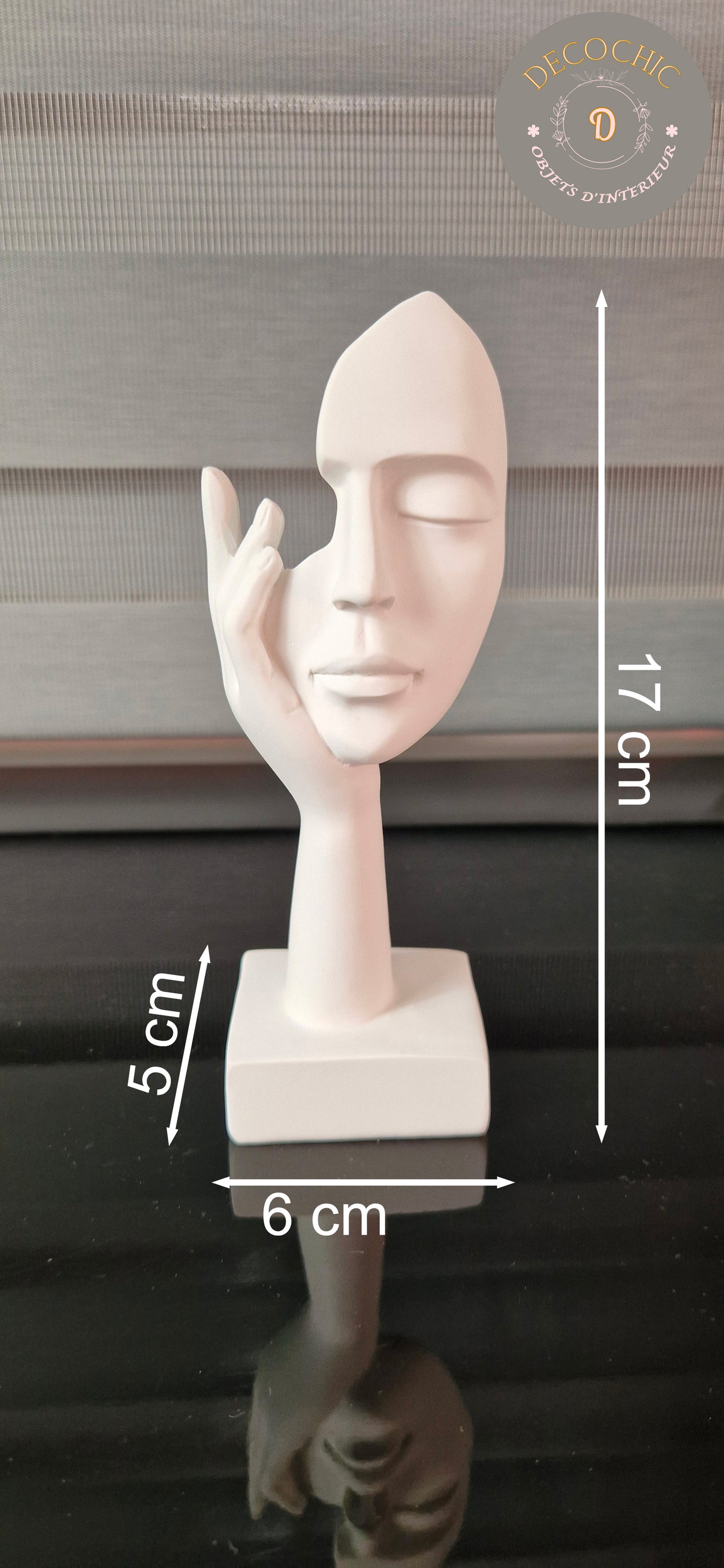 Sculpture "Visage et Main" Blanche