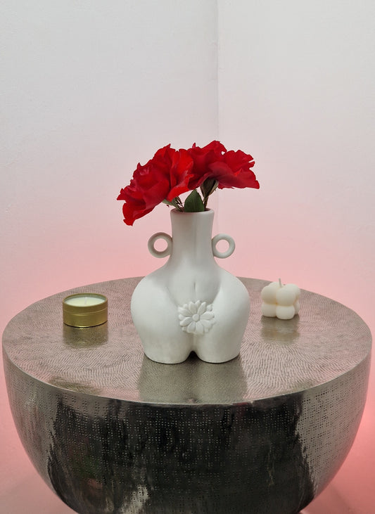 Vase Décoratif "Silhouette Féminine avec fleur"