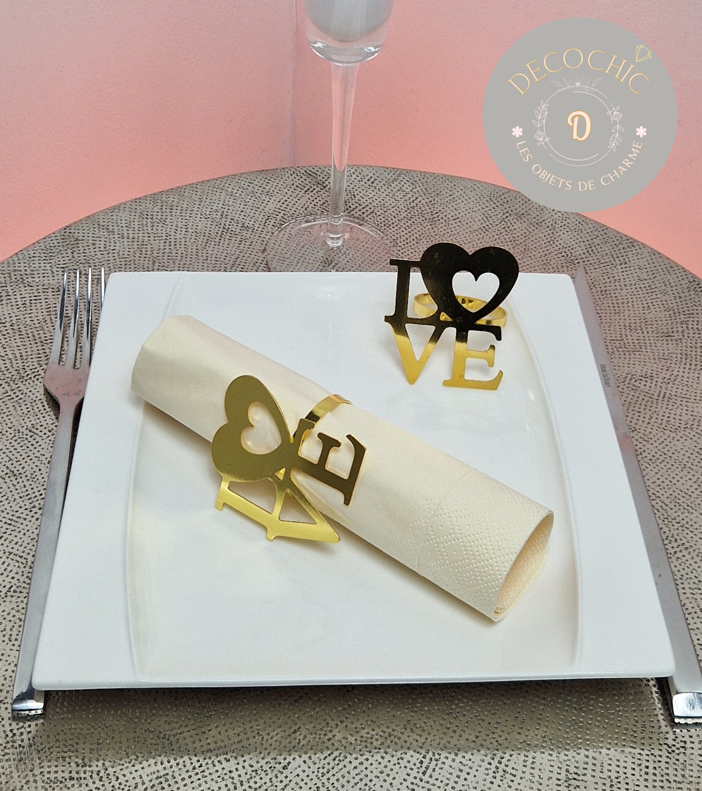 Rond de Serviette "LOVE" Doré