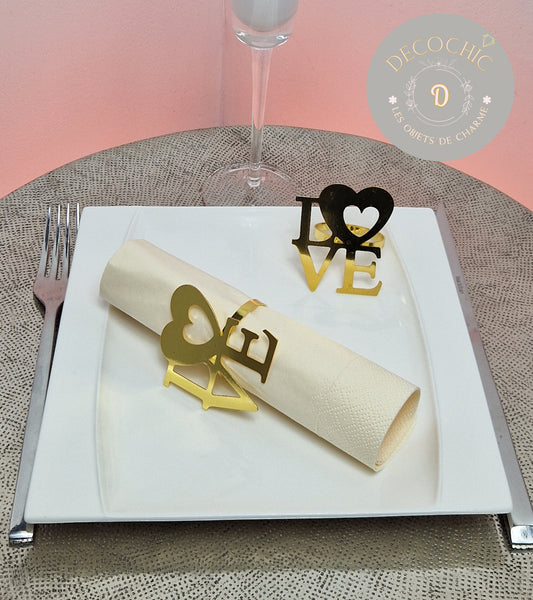 Rond de Serviette "LOVE" Doré