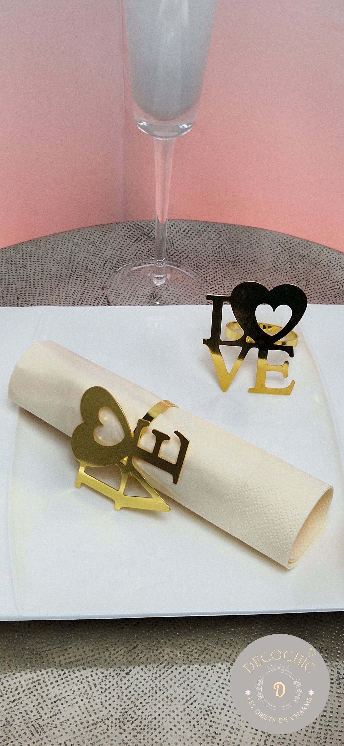 Rond de Serviette "LOVE" Doré