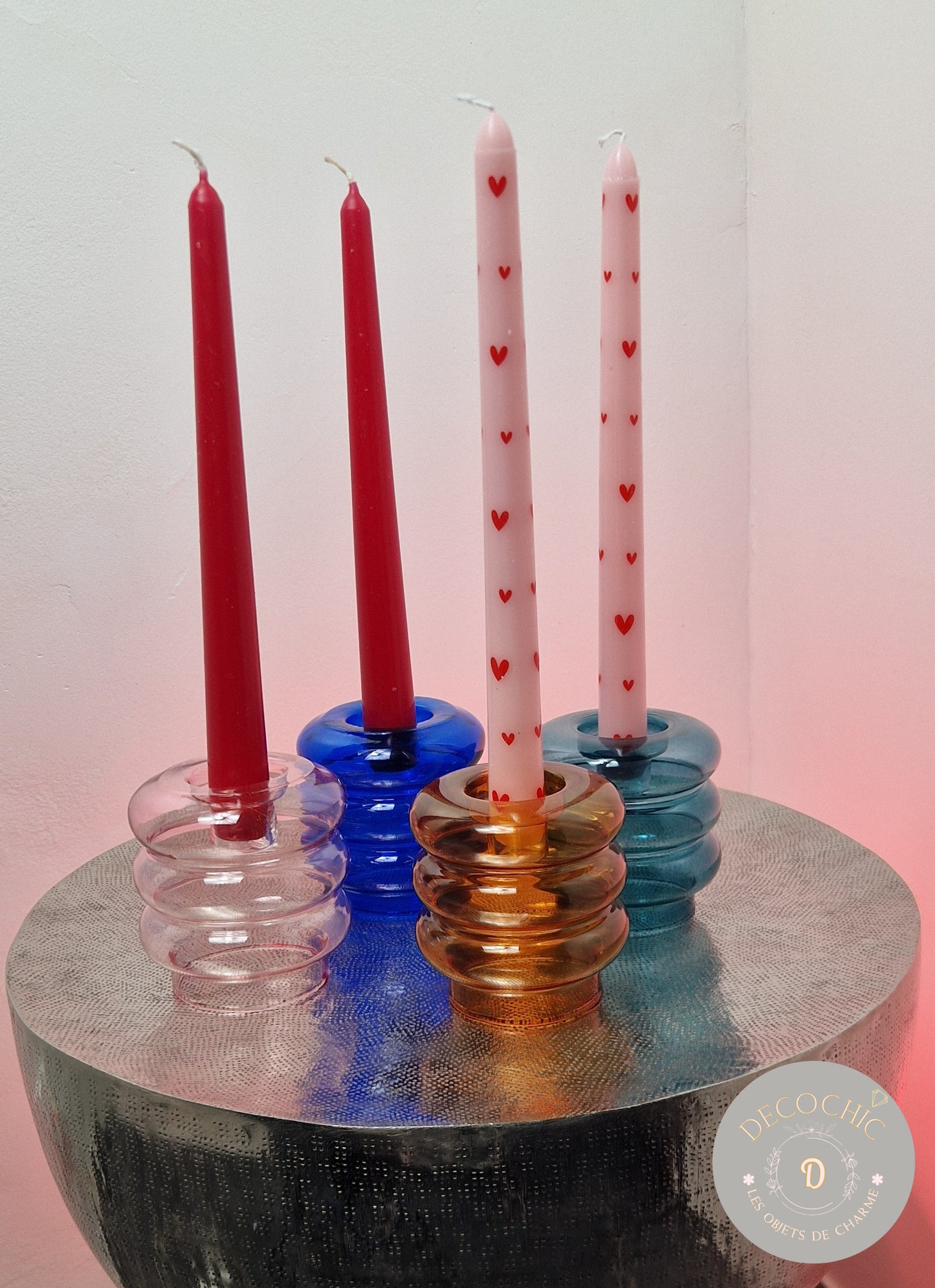 Bougeoir en Verre Coloré