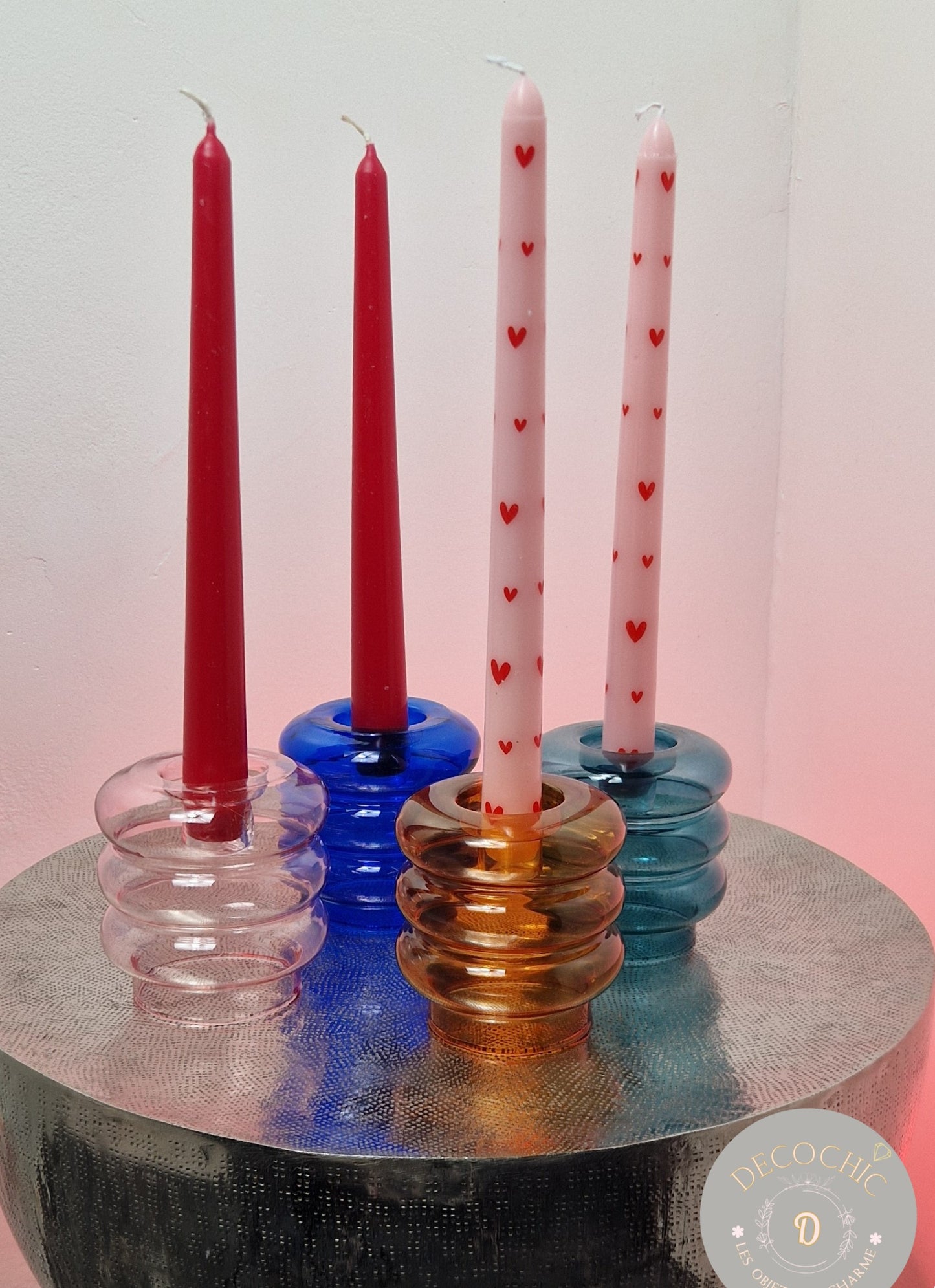 Bougeoir en Verre Coloré