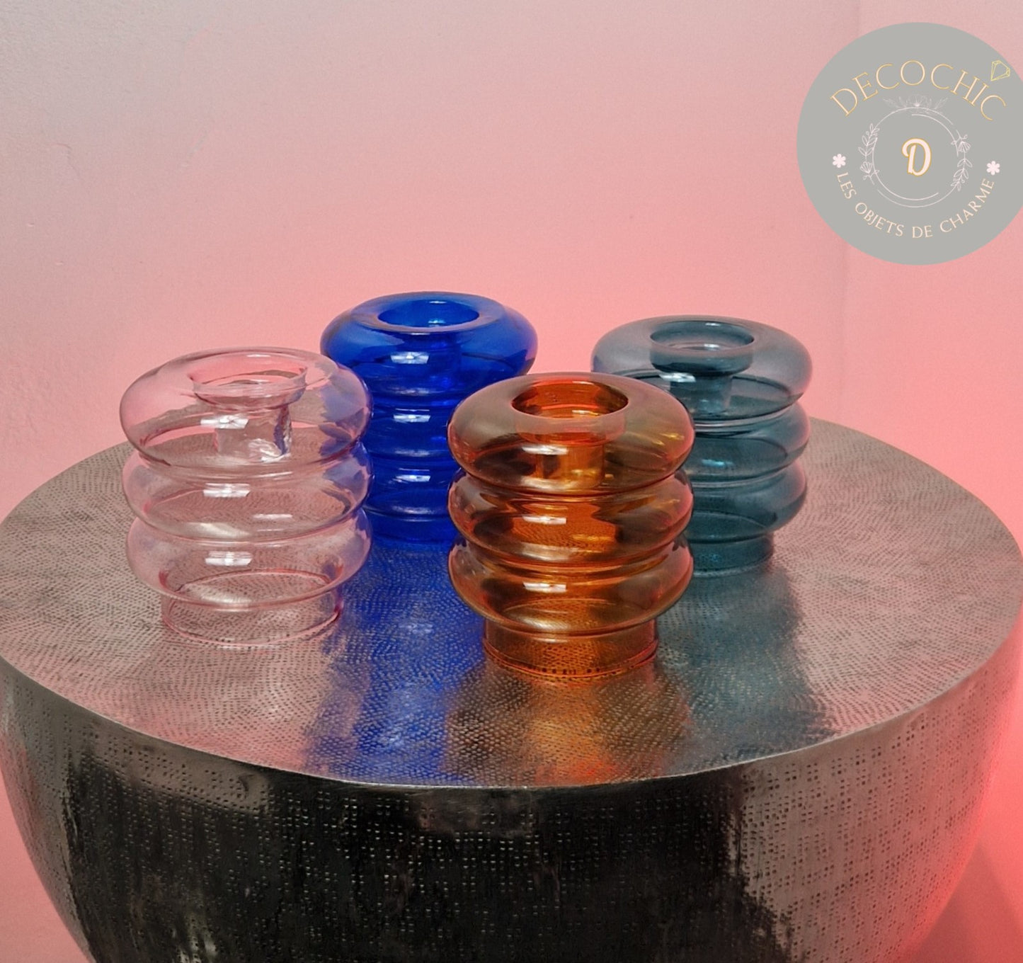 Bougeoir en Verre Coloré