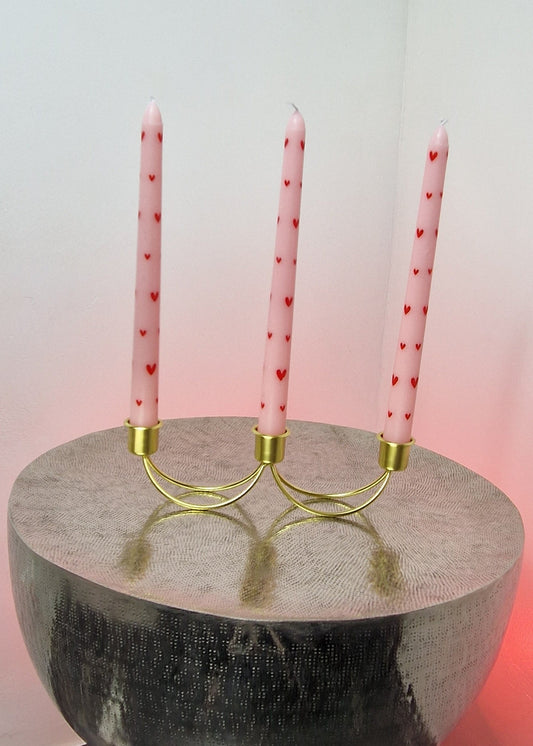 Candélabre Triple en Métal Doré