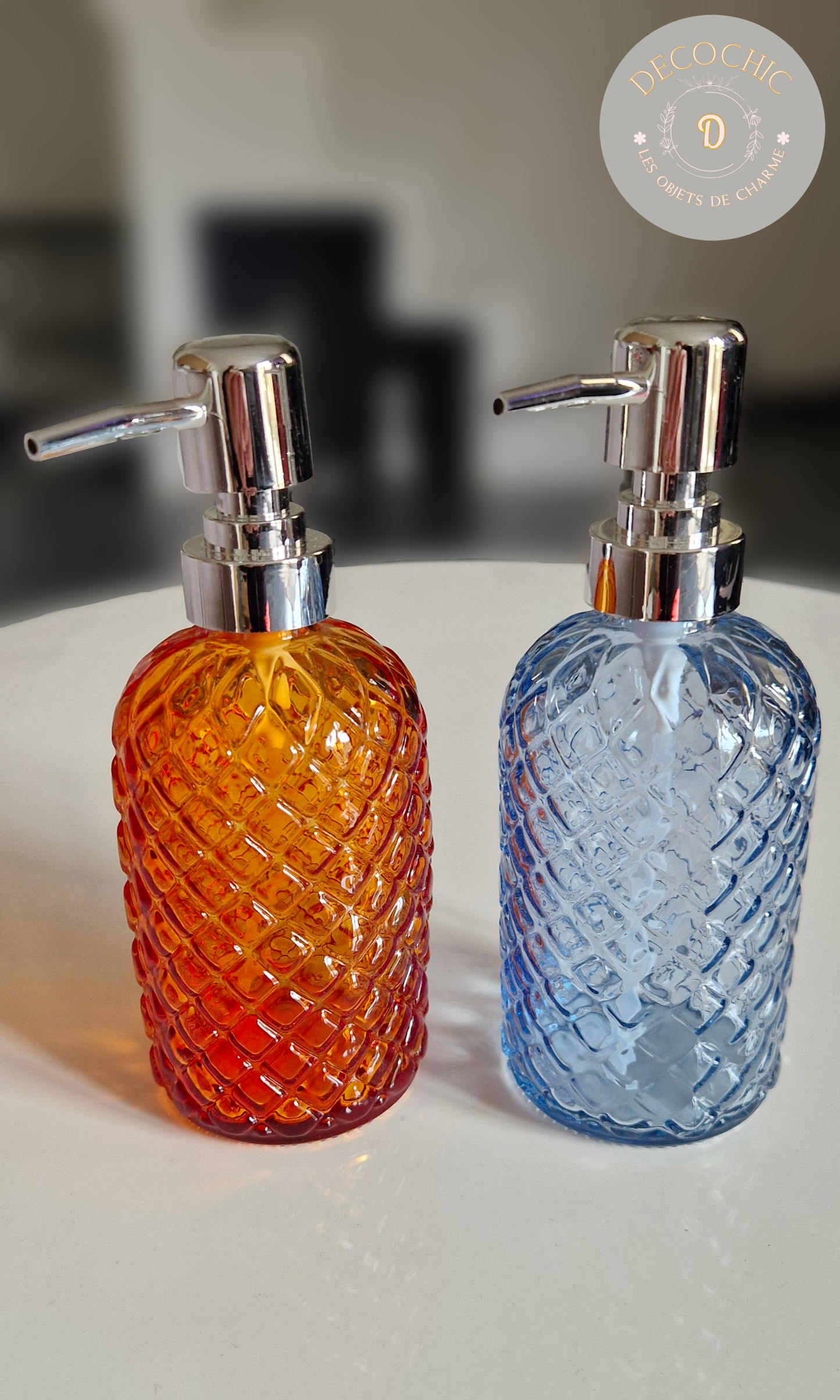 Distributeurs de Savon en Verre à Motif Diamanté