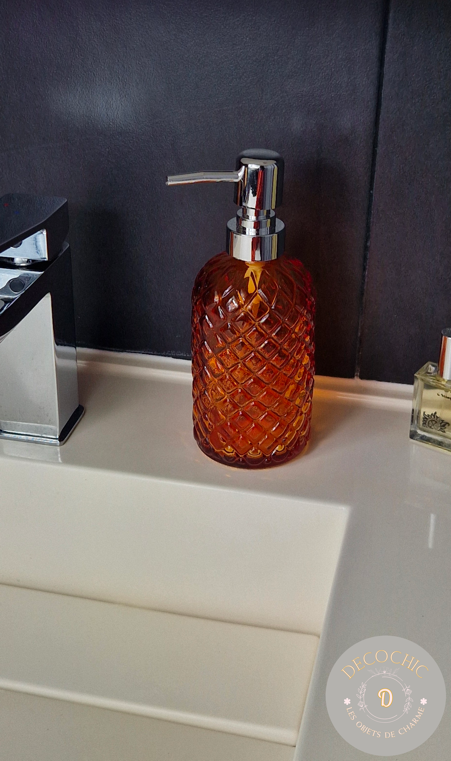 Distributeurs de Savon en Verre à Motif Diamanté