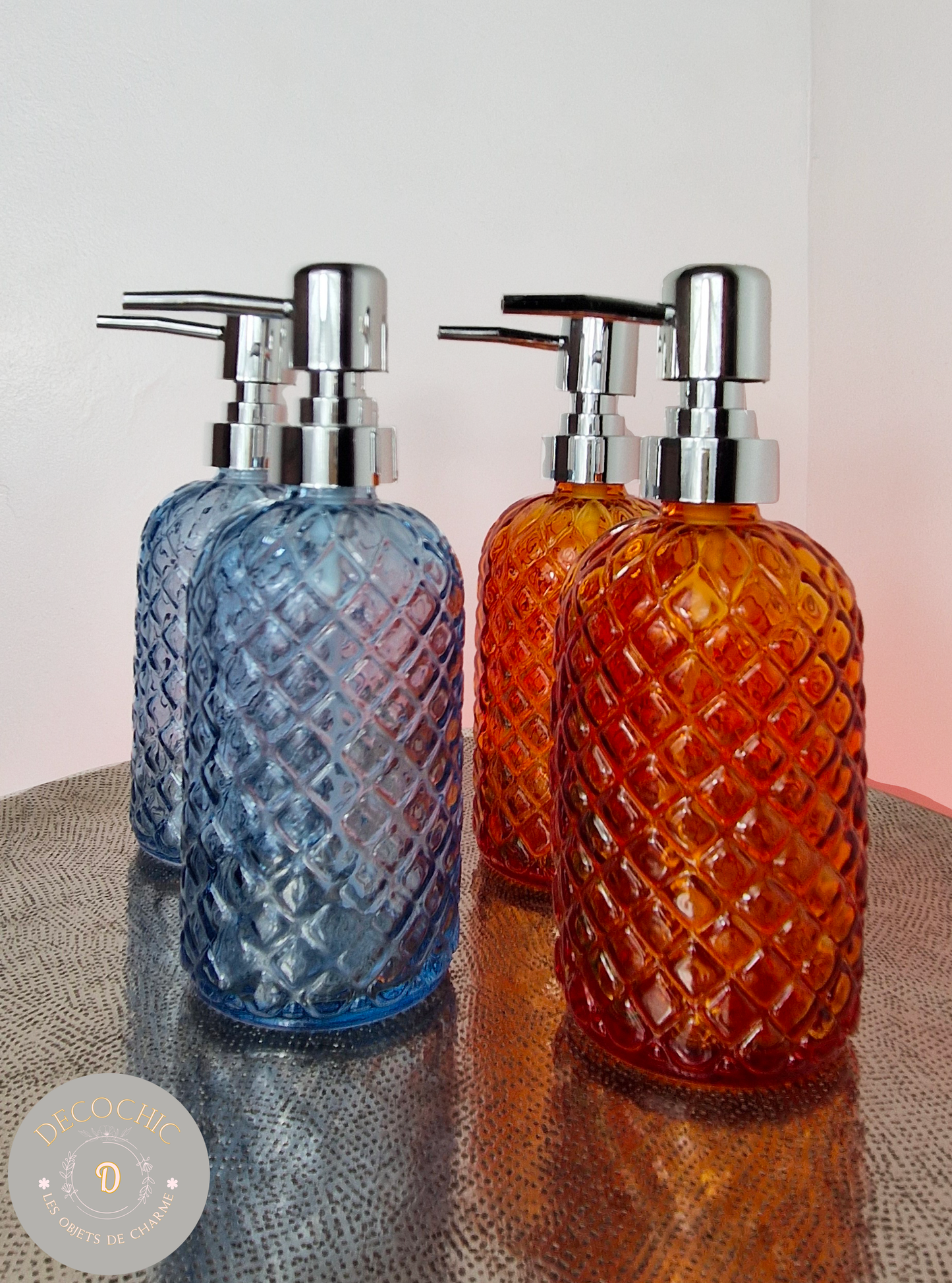 Distributeurs de Savon en Verre à Motif Diamanté
