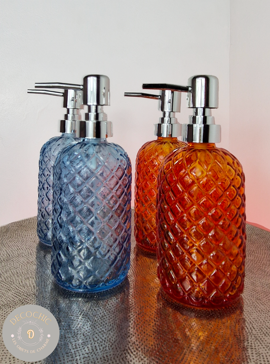Distributeurs de Savon en Verre à Motif Diamanté