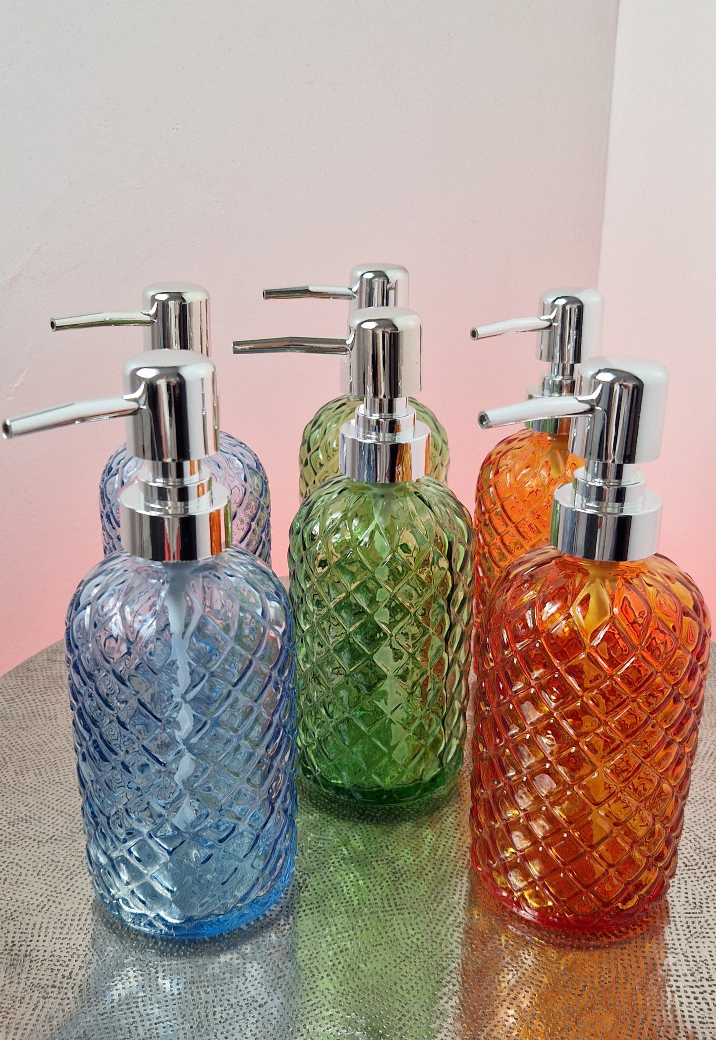 Distributeurs de Savon en Verre à Motif Diamanté