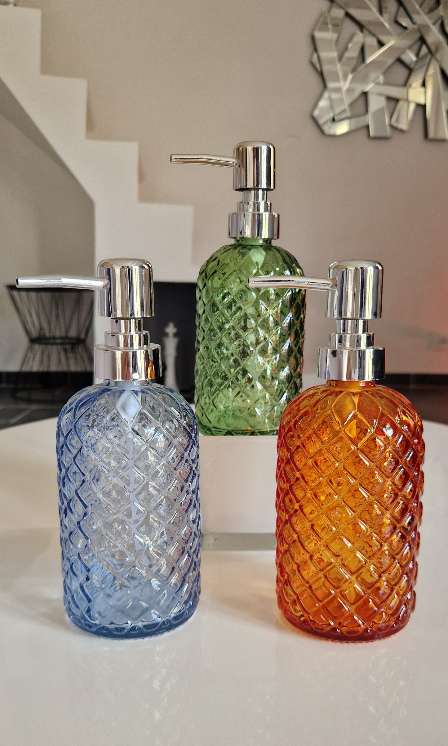 Distributeurs de Savon en Verre à Motif Diamanté