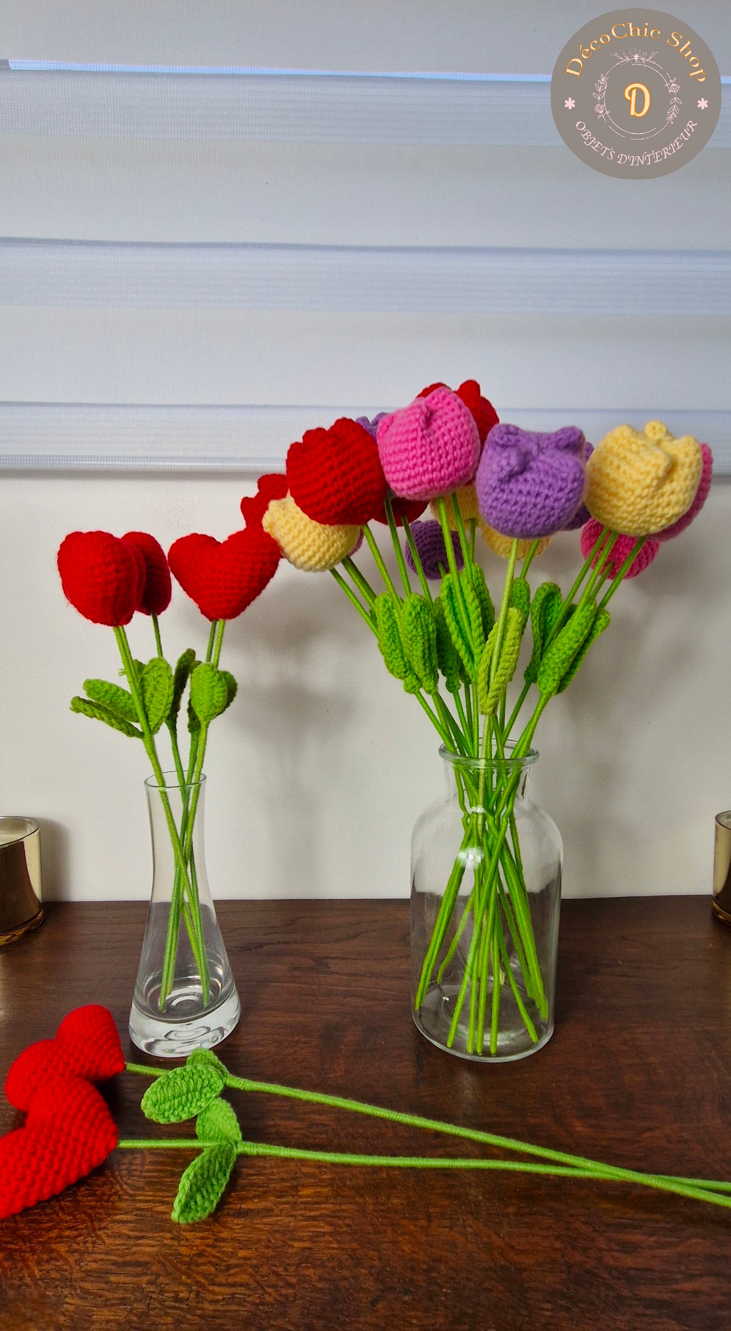 Fleurs Tricotées "Tulipes ou Cœurs"