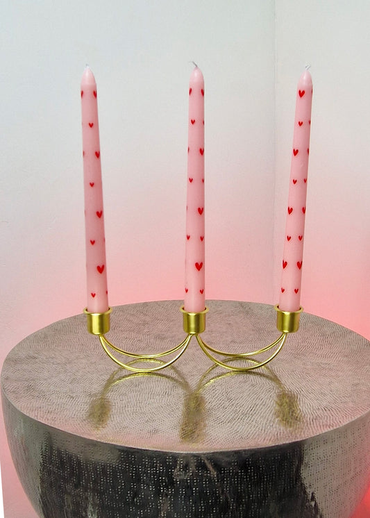 Candélabre Triple en Métal Doré