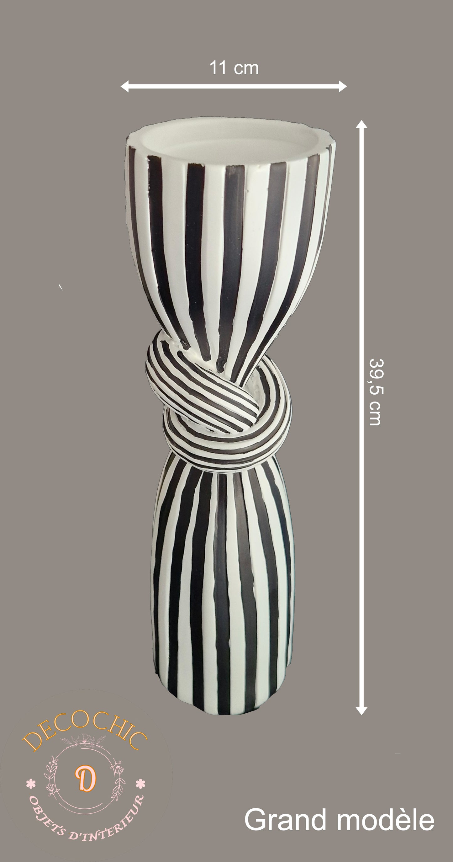 Bougeoir Elégant "Rayures et Nœud"