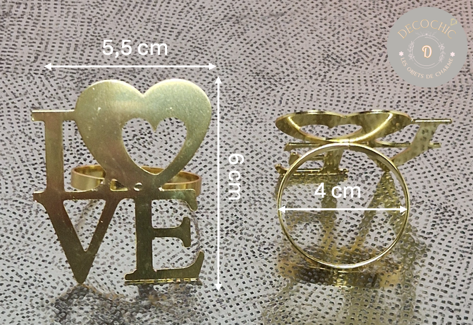 Rond de Serviette "LOVE" Doré